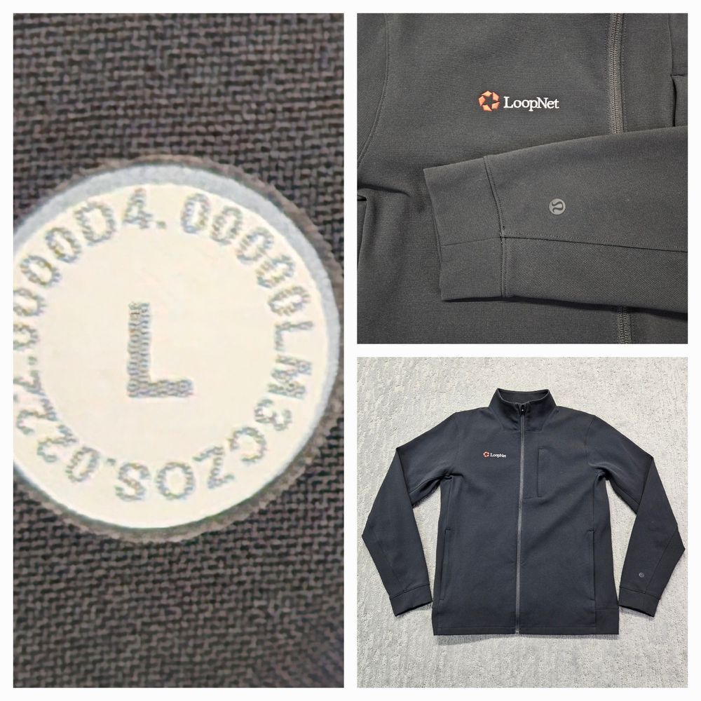 Lululemon Sojourn‎ Jacket Black Full Zip Performance Mens  L Warpstreme LoopNet